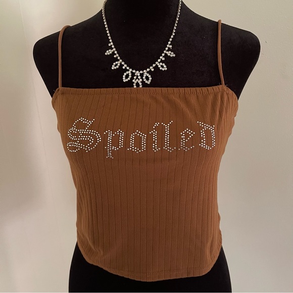 Brown printed crop top - Picture 1 of 4
